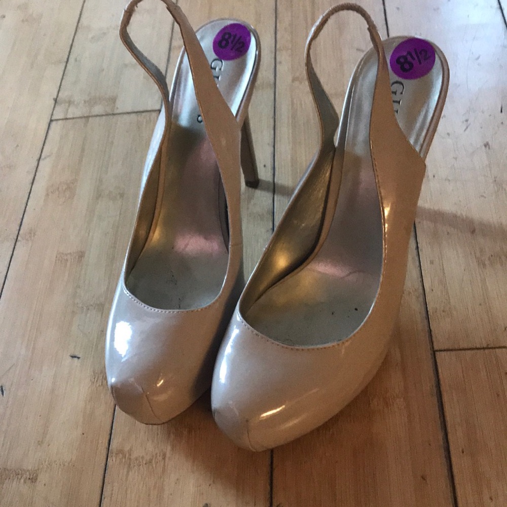Nude sling back heels